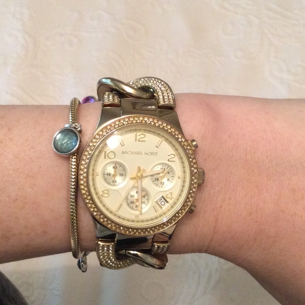 Michael Kors Gold-tone Rhinestone Bracelet Watch